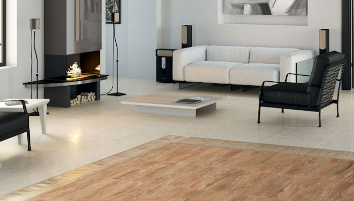 sala com dois tipo de piso