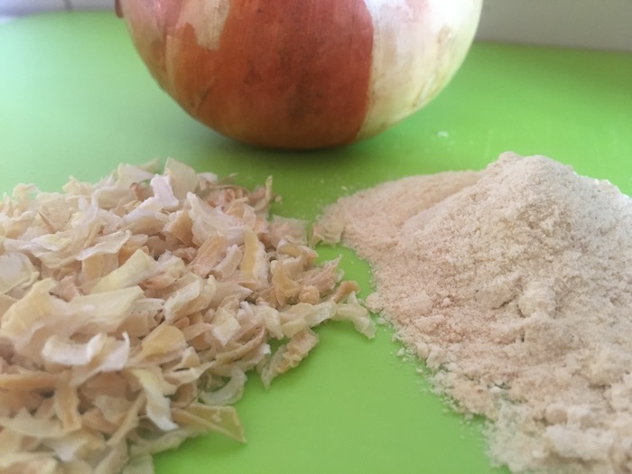 cebola em pó e em flocos
