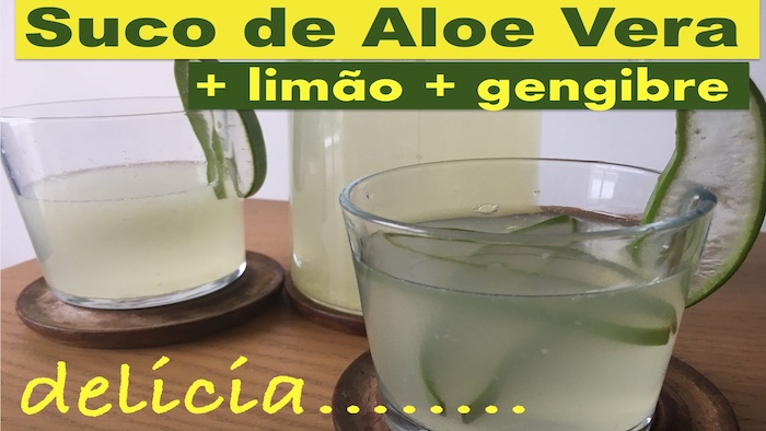 Suco de Aloe Vera / Babosa com limão e gengibre suco aloe vera