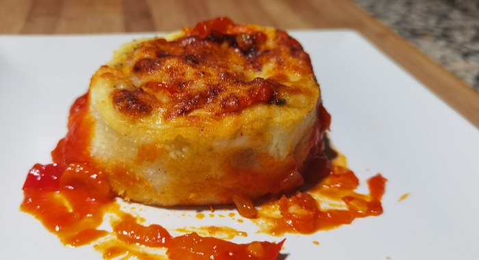 Tacos de rolo de purê com frango